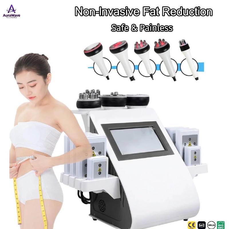 6in1 RF Cavitation & Skin Tightening Machine Non-Surgical Body Shaping Fat Reduction Cellulite Treatment Muscle Relaxation CE