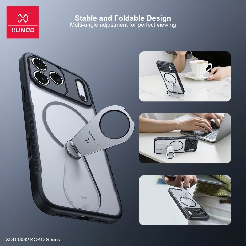 Xundd For iPhone 17 Pro Max Magnetic Case For iPhone 17 Pro 17 Air Case with Invisible Ring Stand Matte Surface Bracket Shell