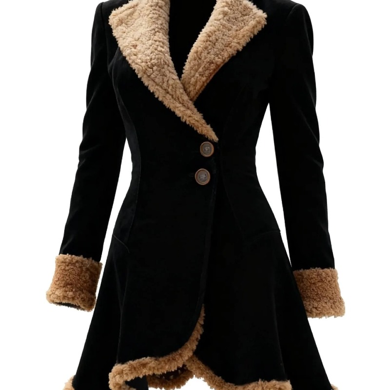 Women's Suede Fur Collar Coat Western Plush Autumn And Winter Fashionable Warm Coat Outdoor Windproof Slim Fit Windbreaker - Image 3