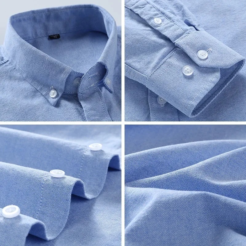 Casual cotton men's shirt slim fit horse logo bottom inch shirt Oxford spinning long sleeved striped shirt - Image 6