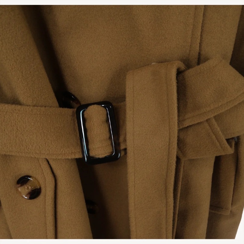  Female Hooded Woman Jackets Mid-length Double-breasted Ladies Overcoats Woolen Lapel Turndown CollarTop Winter Jacket Streetwear - Image 5